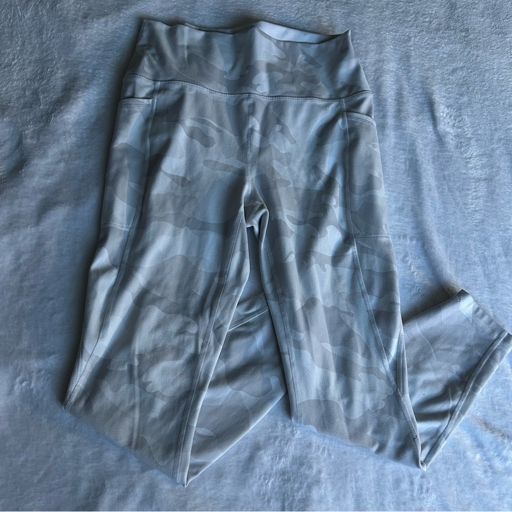 White and grey camo leggings